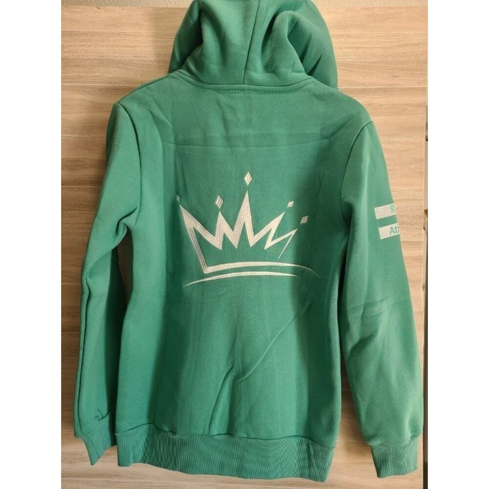 Royal Athletics Womens Zip Hoodie Large Green Crown Graphic Athletic Sweatshirt